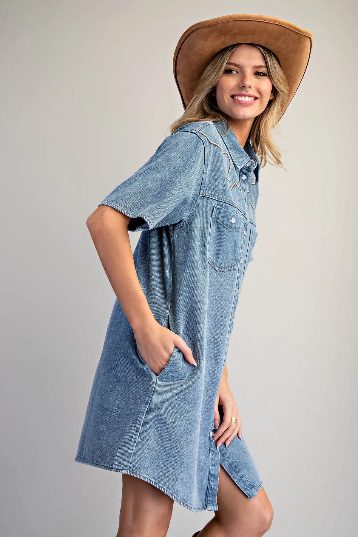 Stone Washed Sleeveless Mini Dress | Denim
