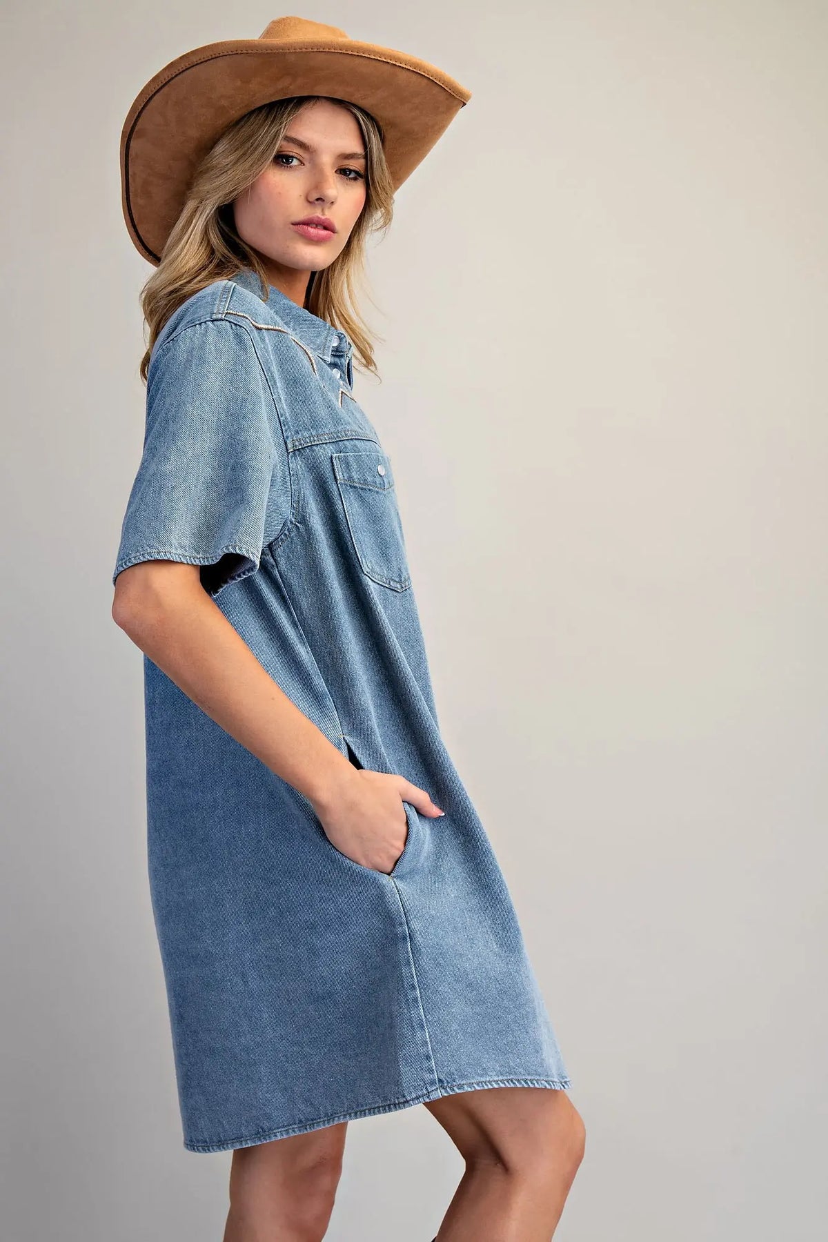 Stone Washed Sleeveless Mini Dress | Denim