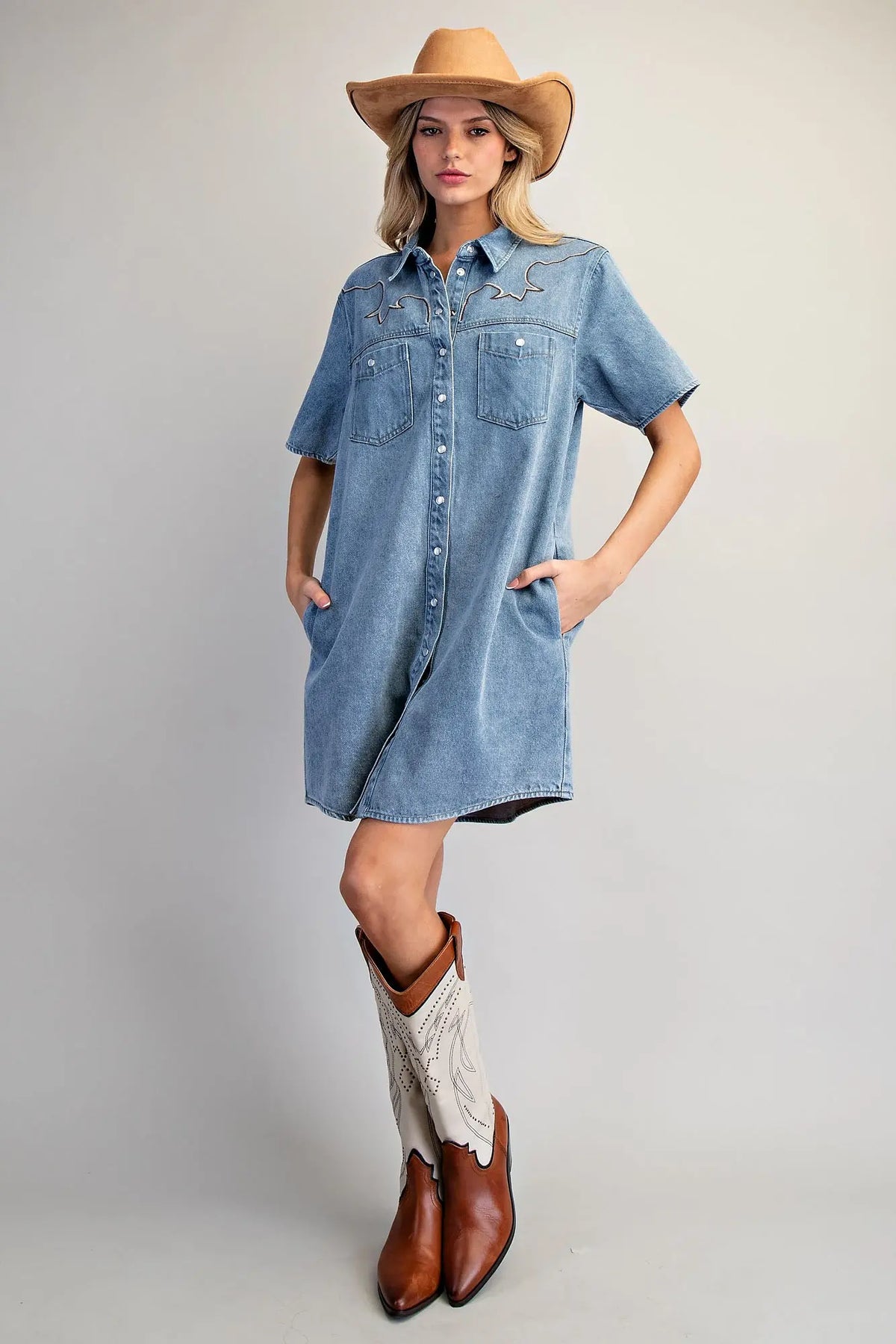 Stone Washed Sleeveless Mini Dress | Denim