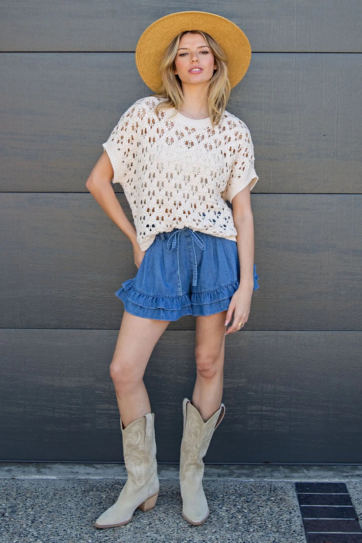 Crochet Open Knit Top | Oatmeal