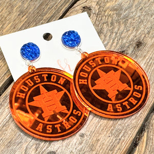 Astros Mirrored Acrylic Earrings | Large