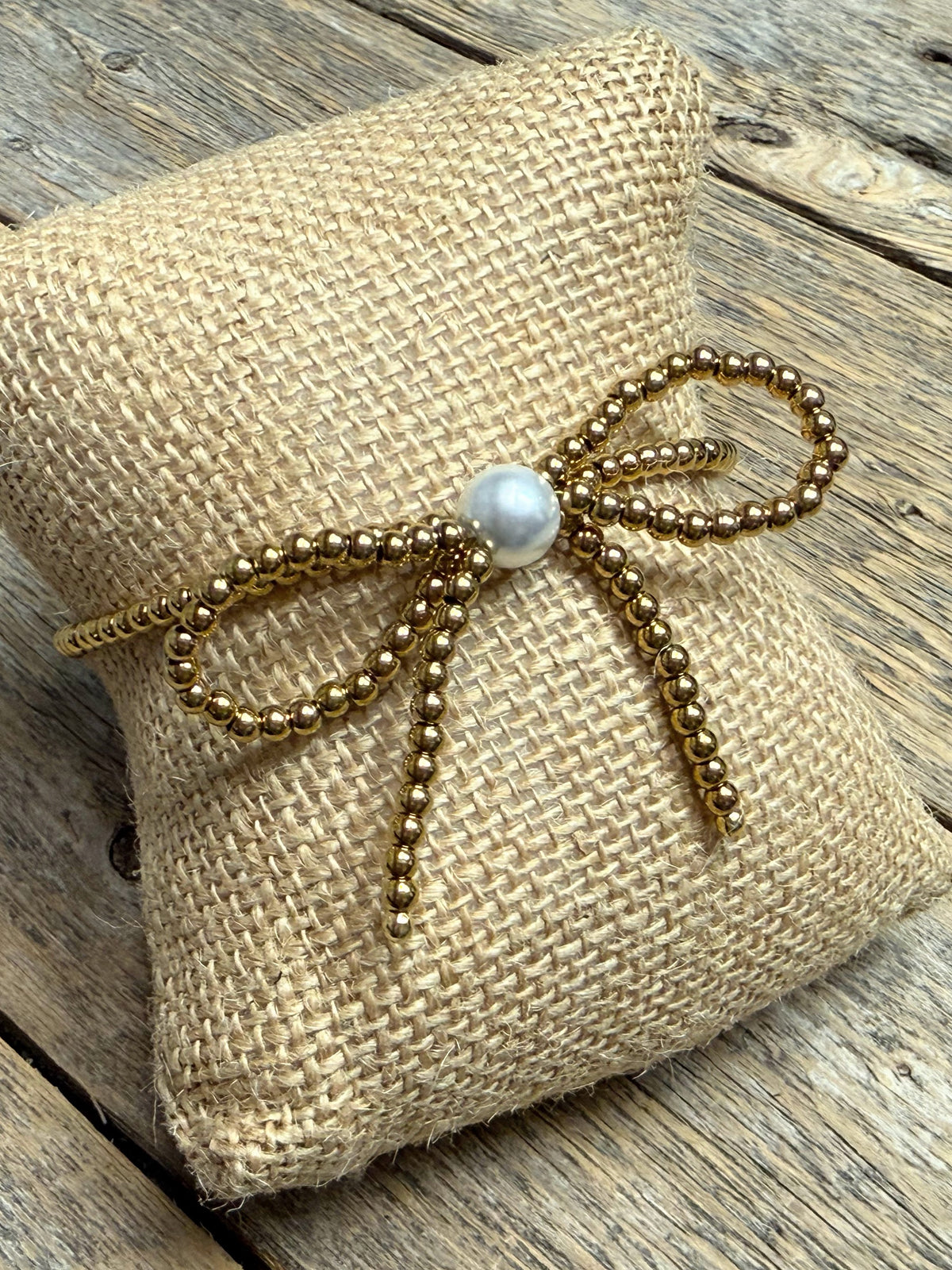 Pearl Accent Bow Bracelet | 18k Gold-Plated