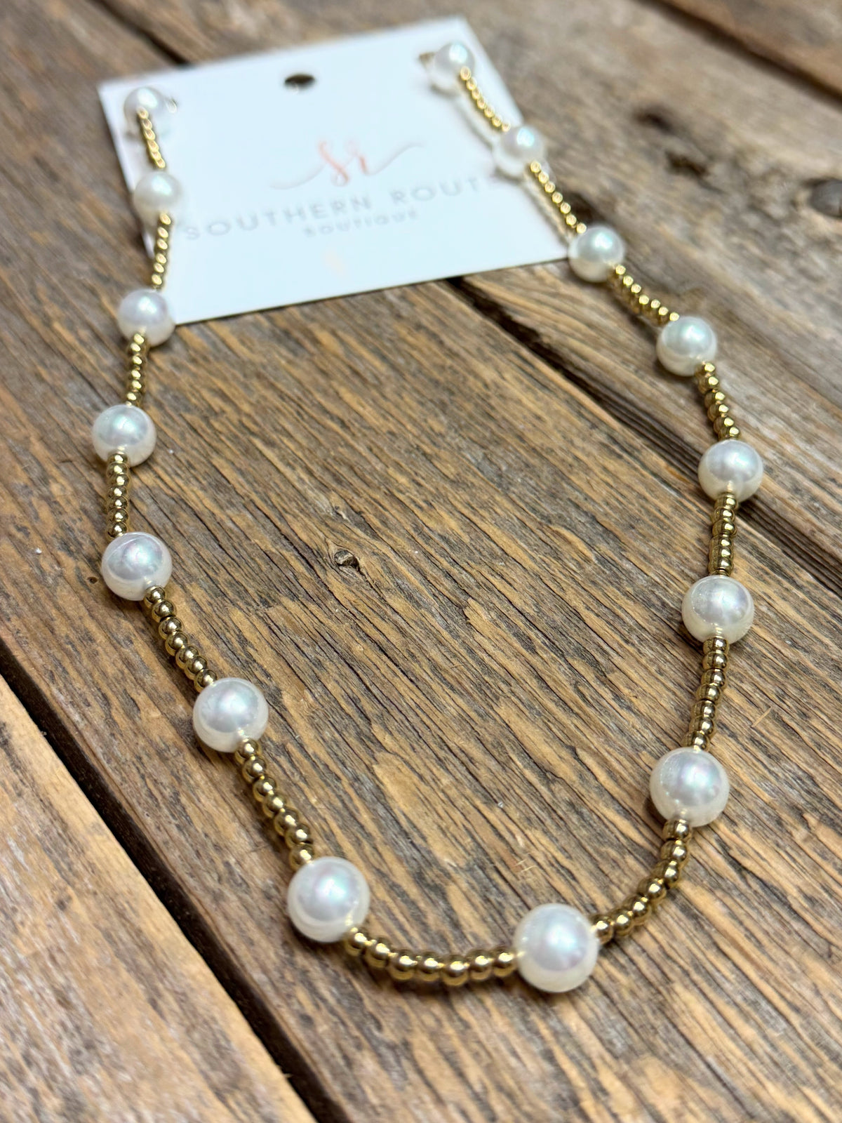 Pearl Bead Necklace | 18k Gold-Plated