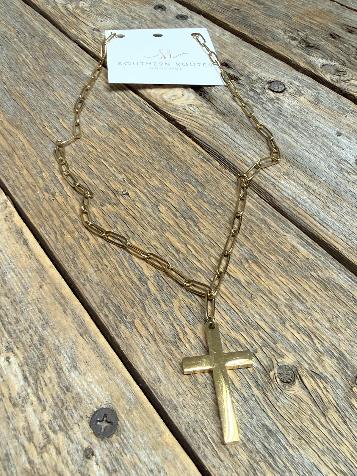 Chain Cross Necklace | 18k Gold-Plated