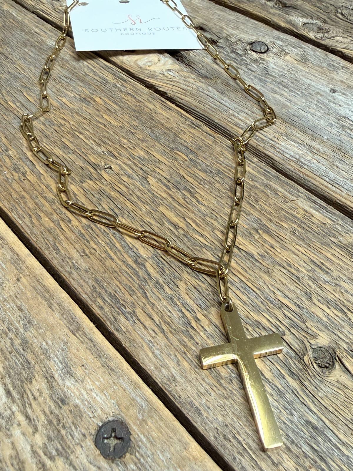 Chain Cross Necklace | 18k Gold-Plated