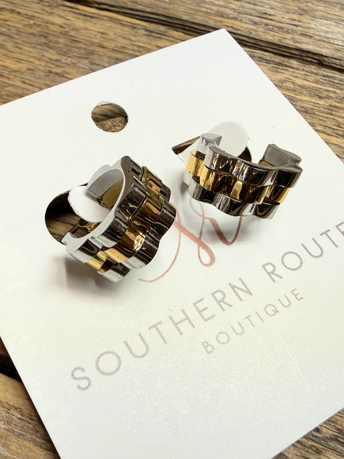 Silver/Gold Rolly Hoop Earrings | 18k Gold-Plated