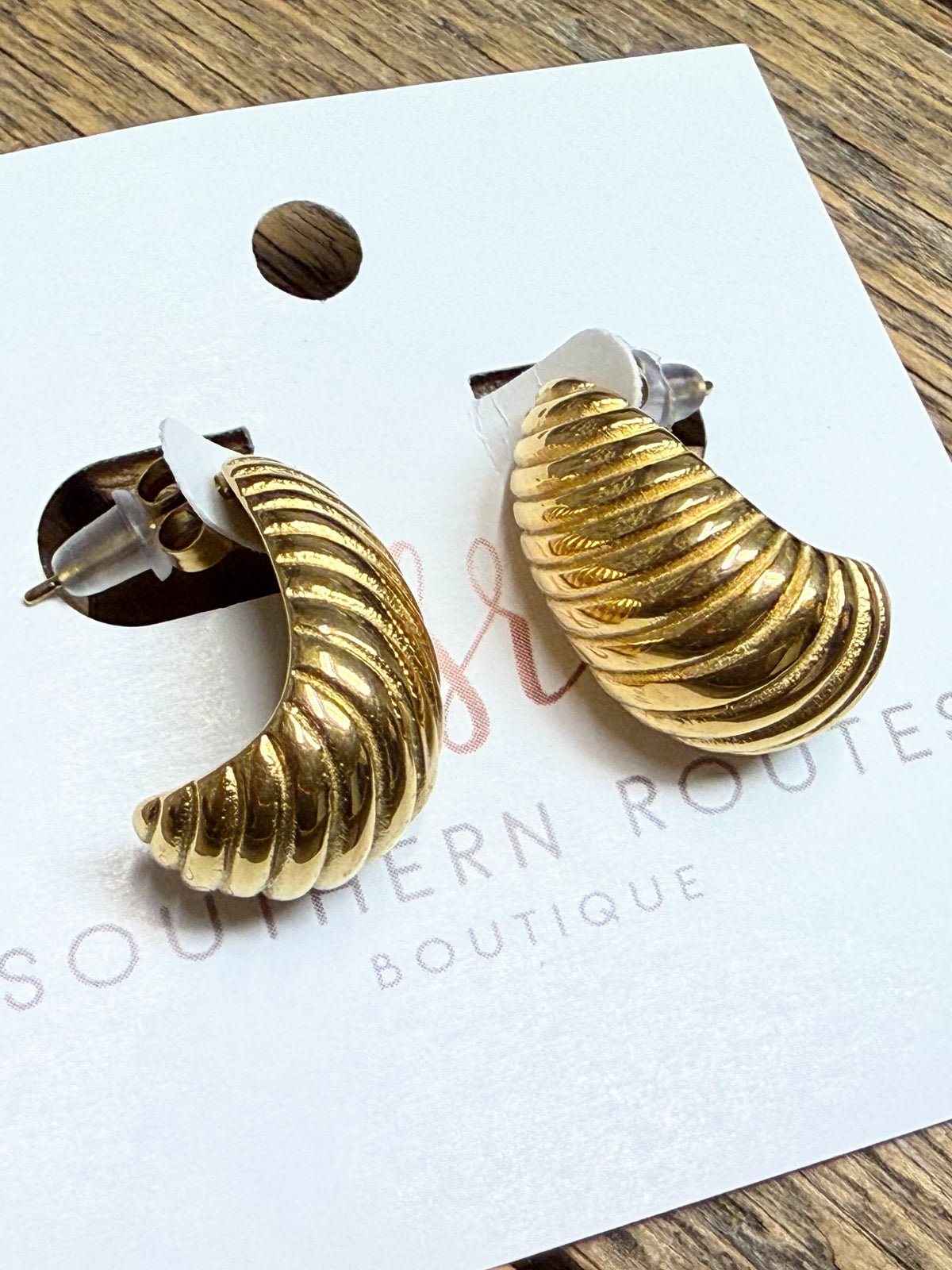 Textured Stud Drop Earrings | 18k Gold-Plated