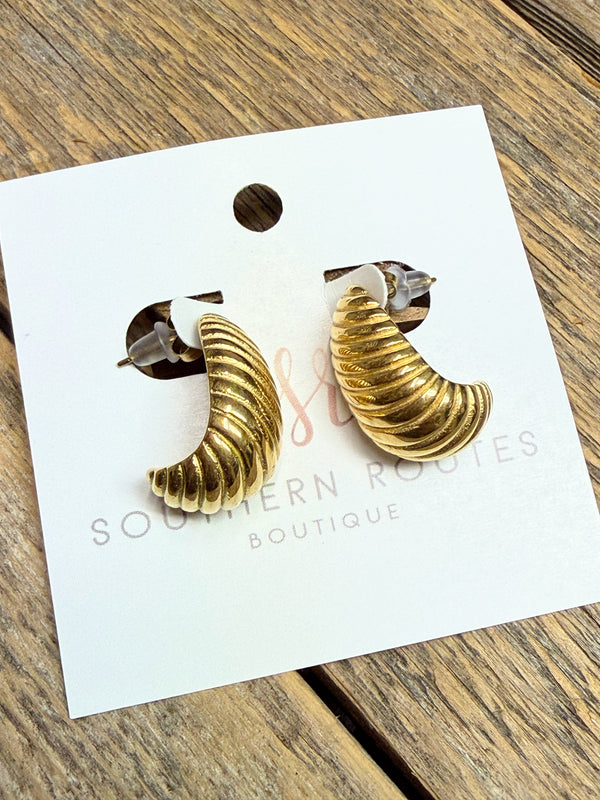 Textured Stud Drop Earrings | 18k Gold-Plated