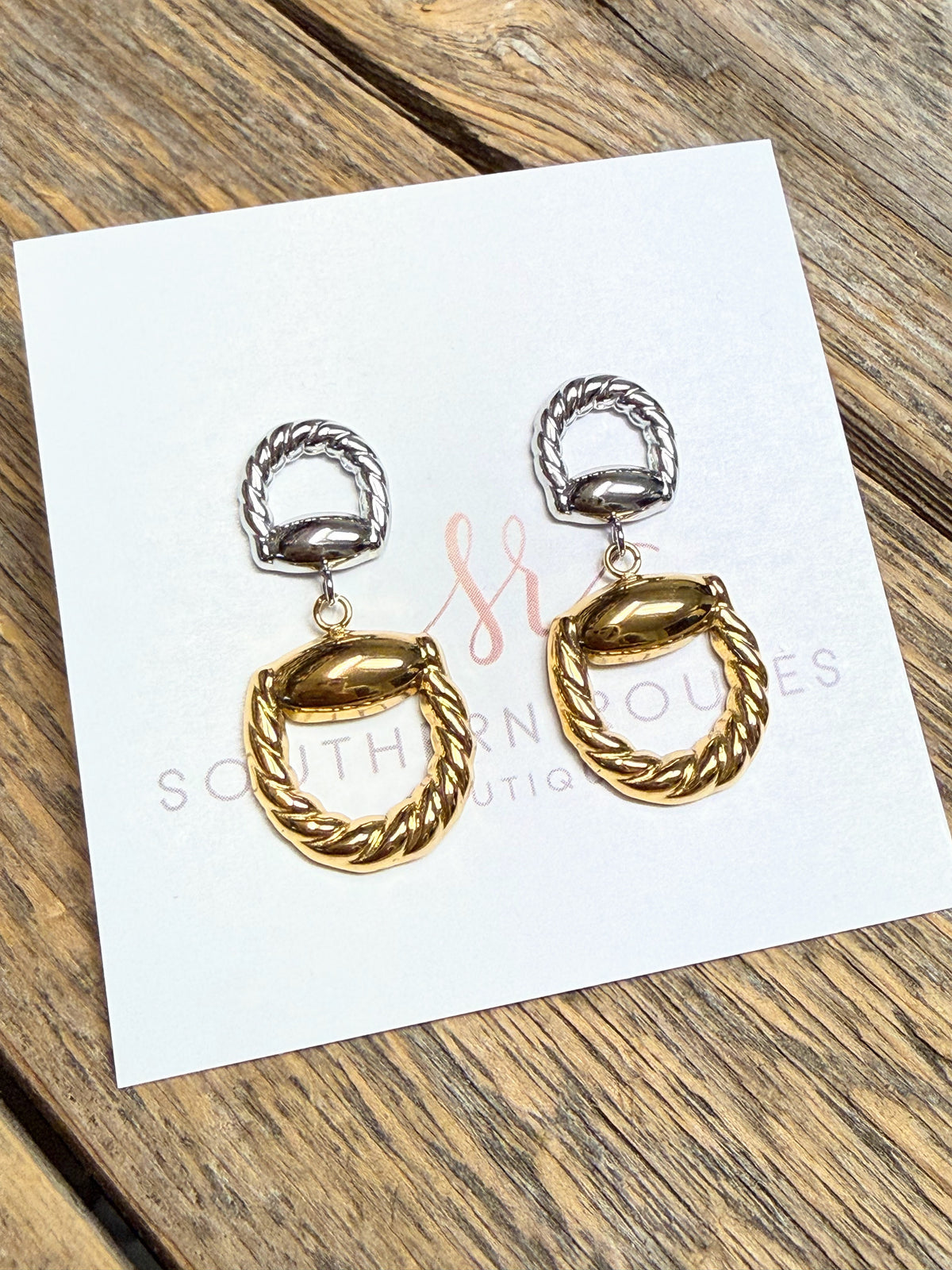 Silver/Gold Horse Bit Stud Earrings | 18k Gold-Plated