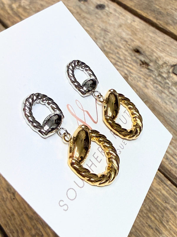 Silver/Gold Horse Bit Stud Earrings | 18k Gold-Plated