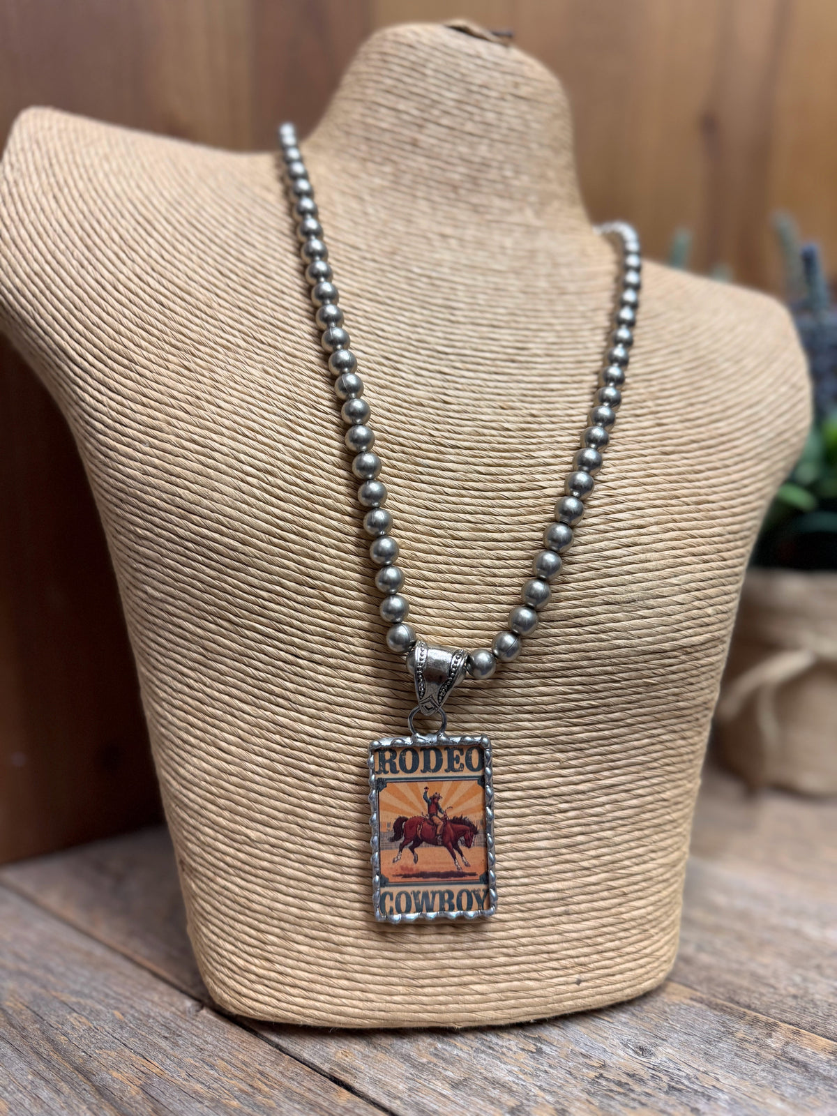 Rodeo Cowboy Vintage Pendant Necklace | Silver