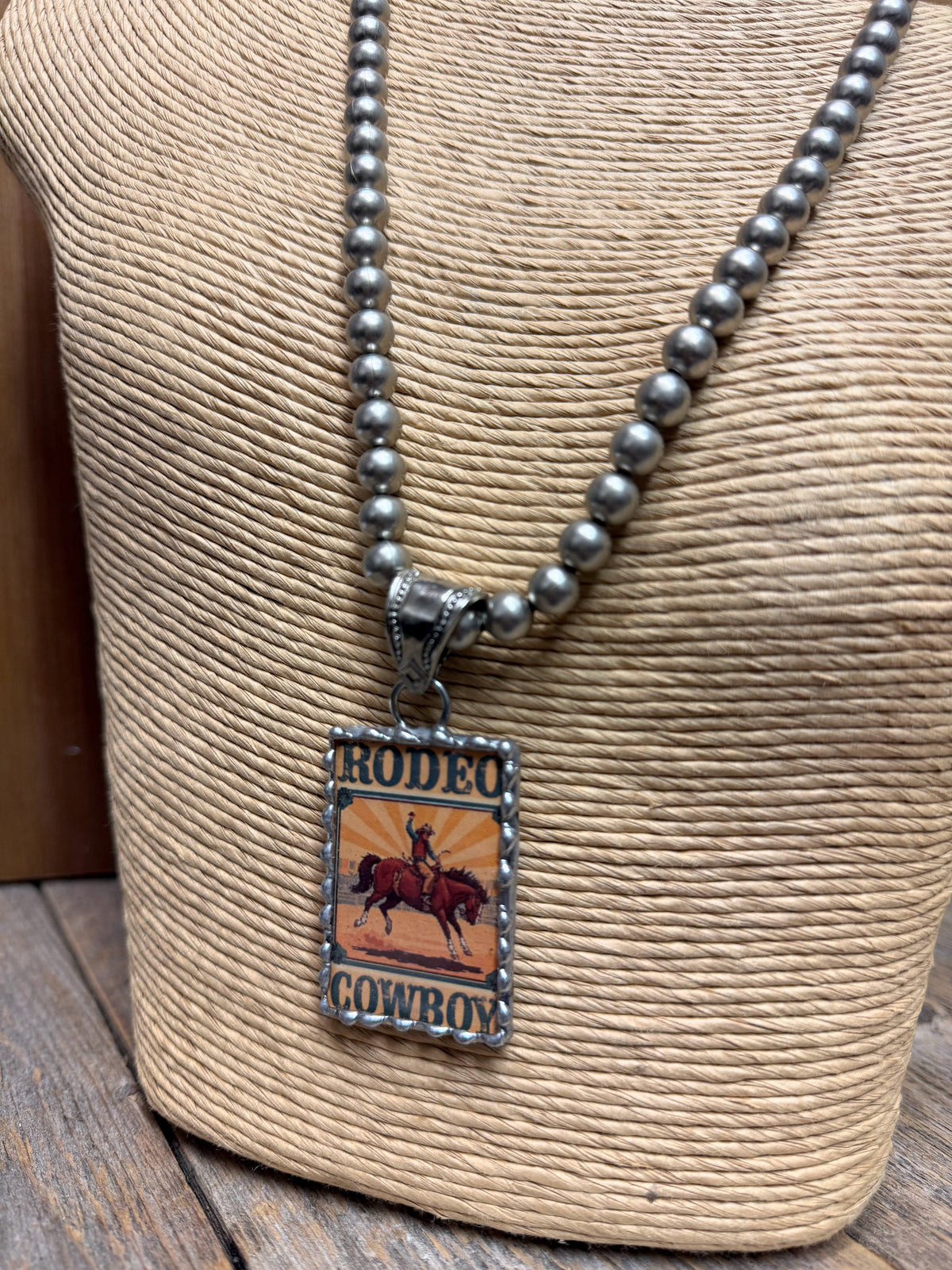 Rodeo Cowboy Vintage Pendant Necklace | Silver