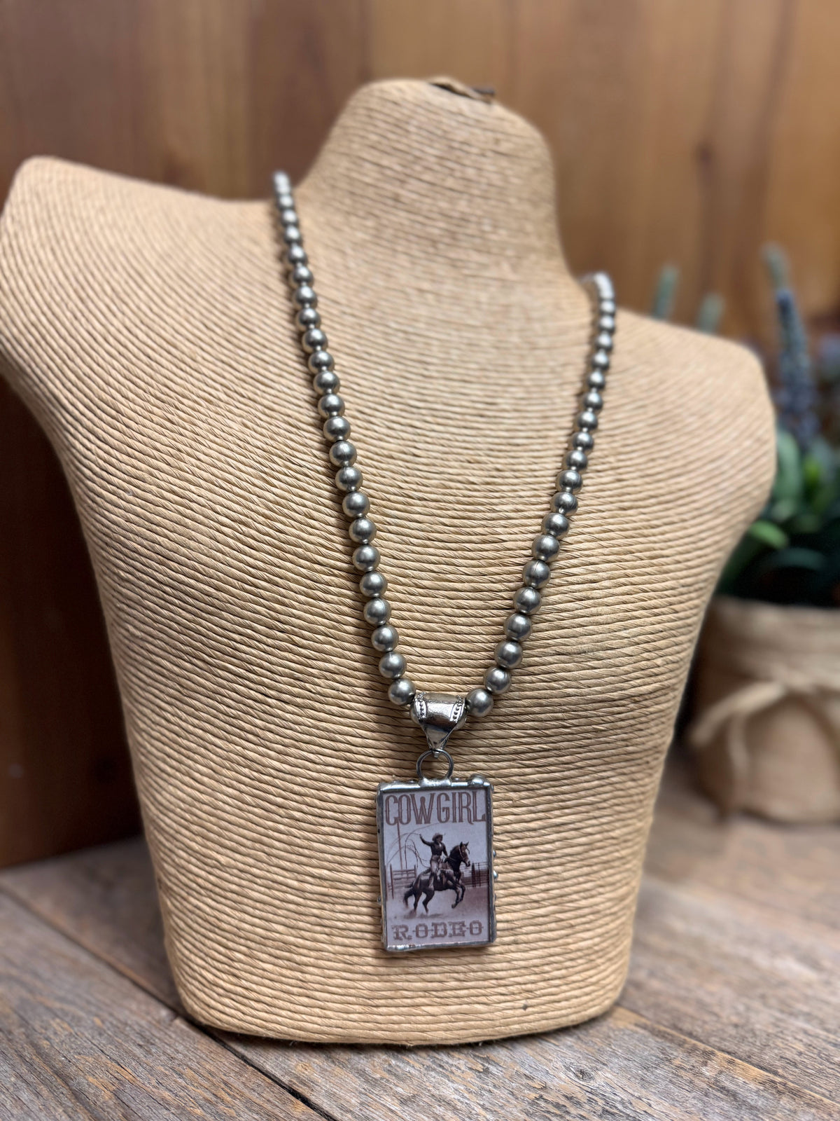 Cowgirl Rodeo Vintage Pendant Necklace | Silver
