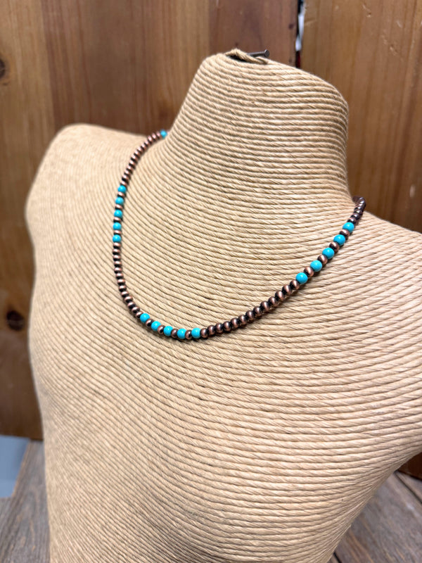 Turquoise Choker Western Necklace | Copper