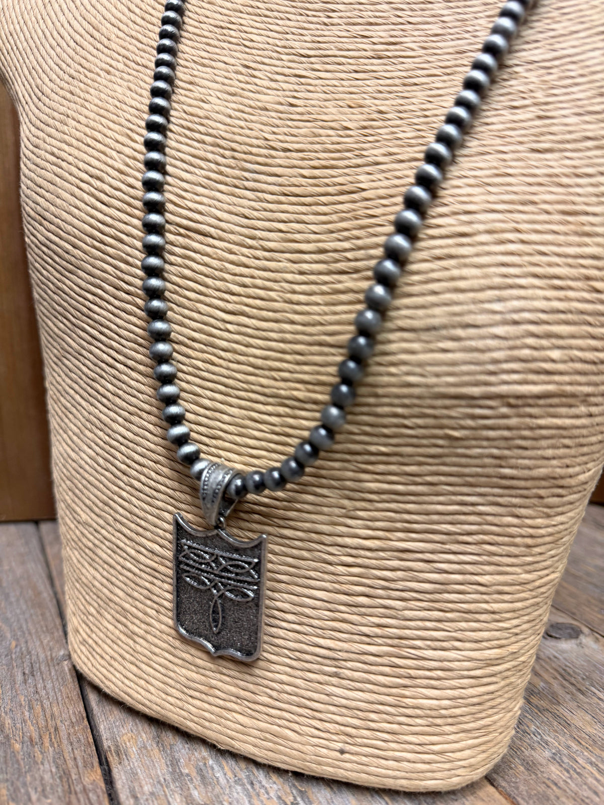 Boot Stitch Pendant Necklace | Silver