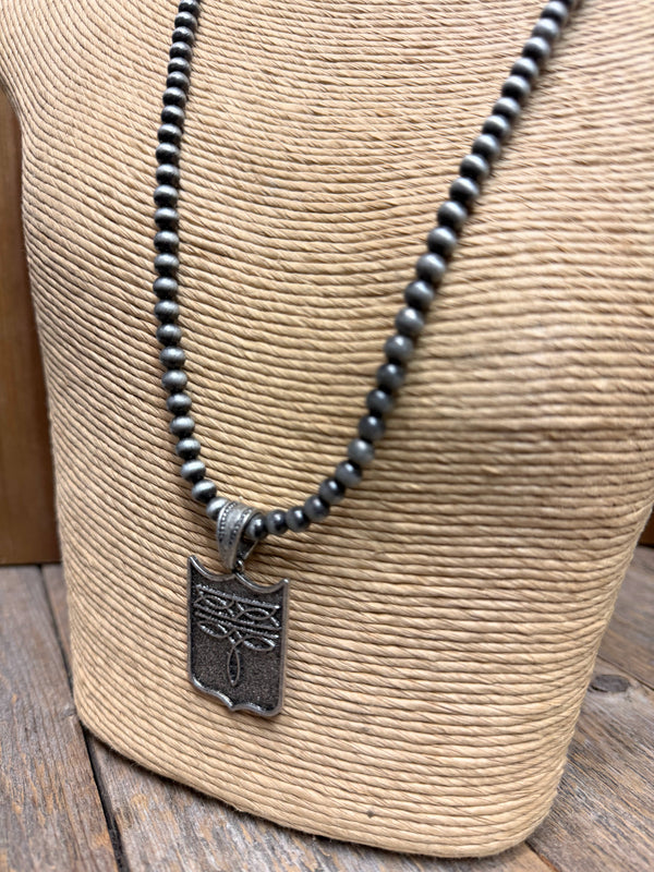 Boot Stitch Pendant Necklace | Silver