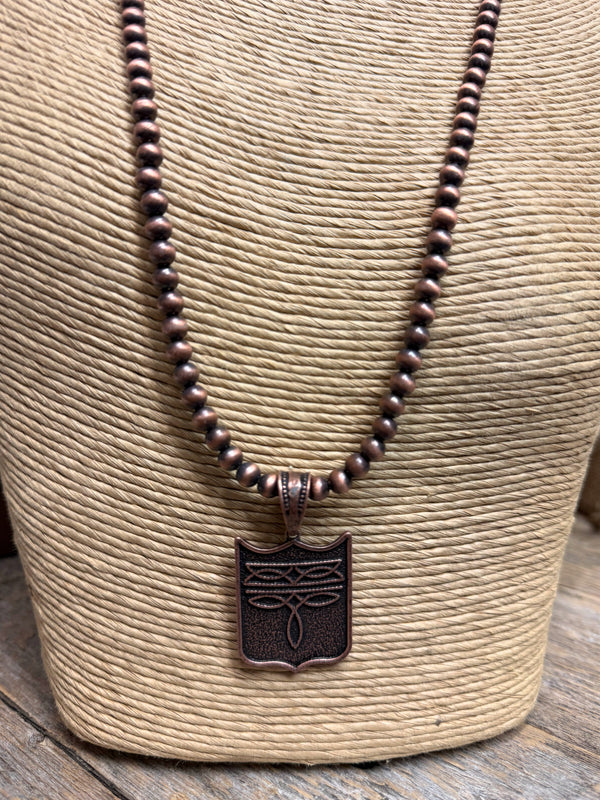 Boot Stitch Pendant Necklace | Copper