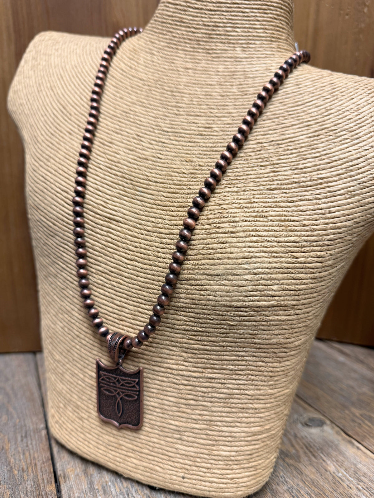 Boot Stitch Pendant Necklace | Copper