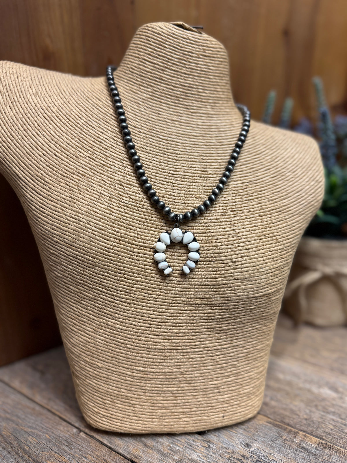 Ivory Squash Blossom Western Necklace | Silver