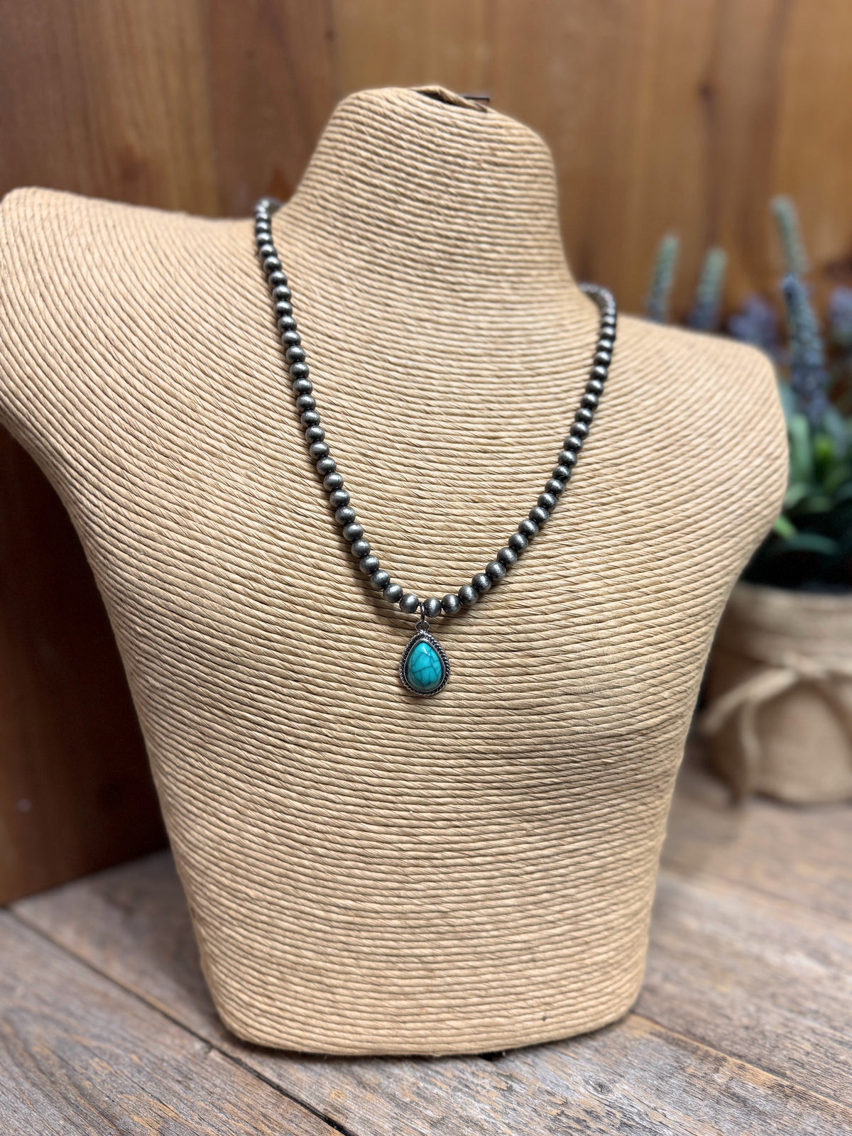 Turquoise Pendant Western Necklace | Silver