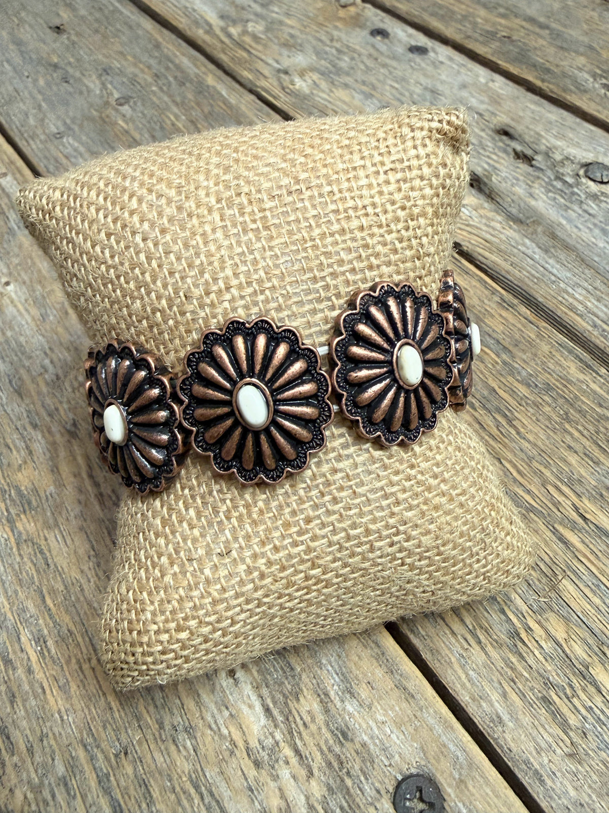 Ivory Western Stone Stretch Bracelet | Copper