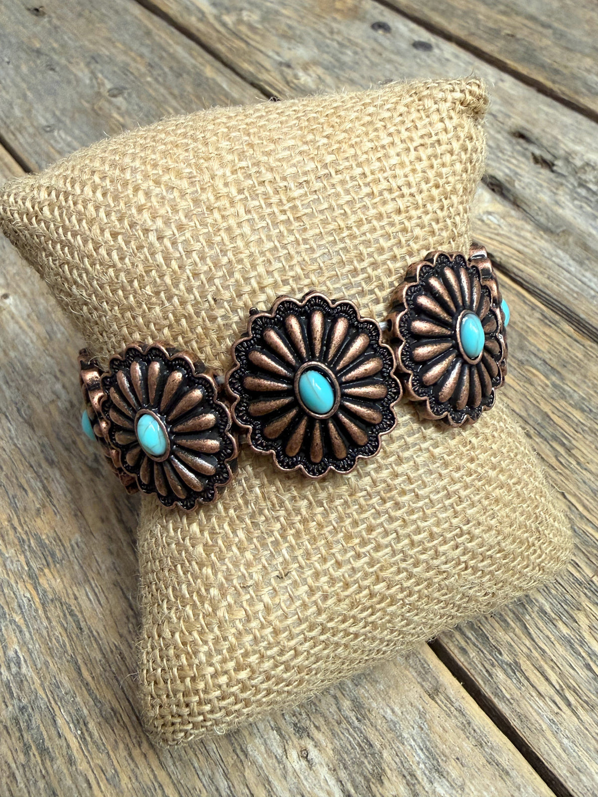 Turquoise Western Stone Stretch Bracelet | Copper