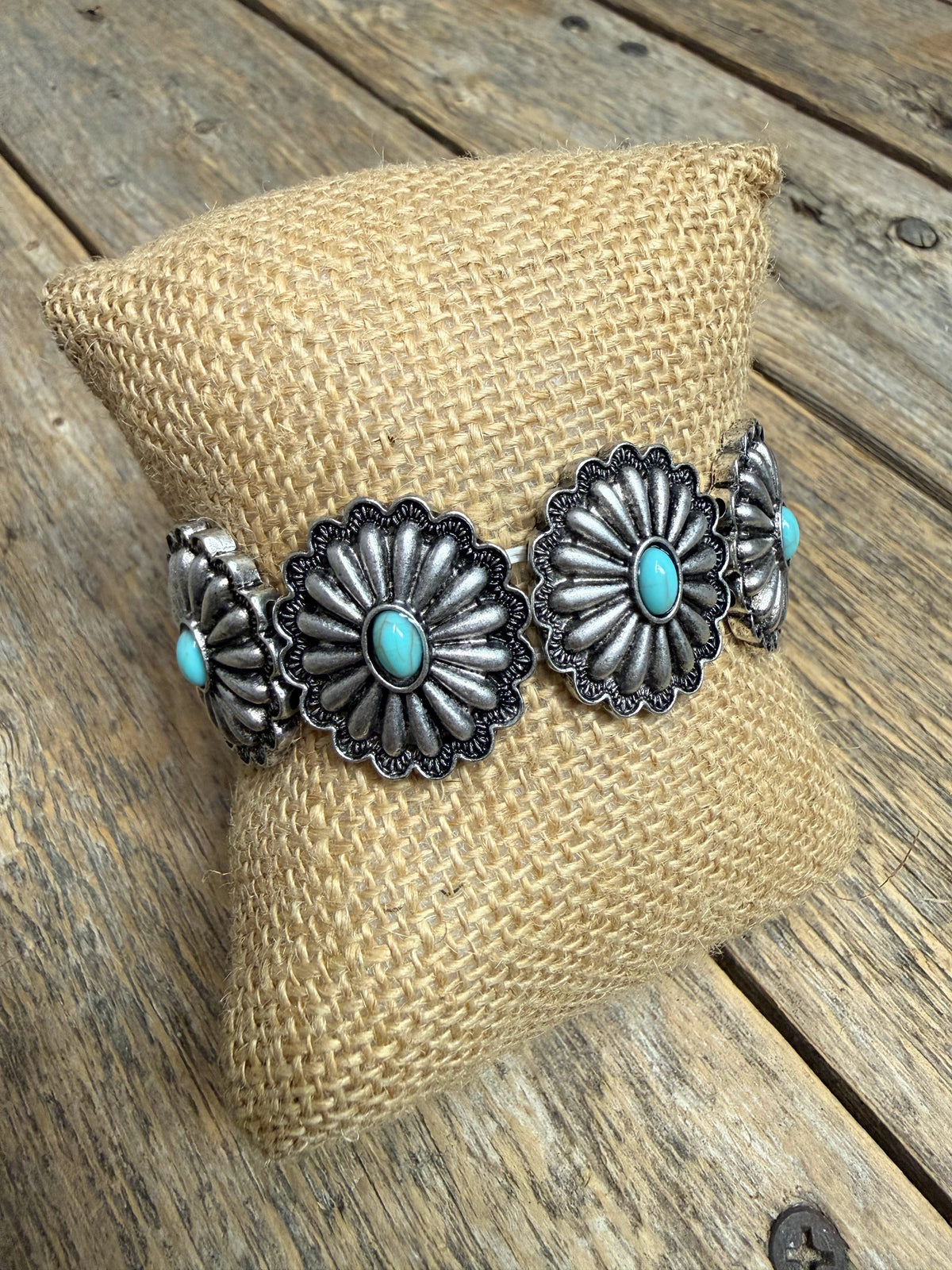 Turquoise Western Stone Stretch Bracelet | Silver