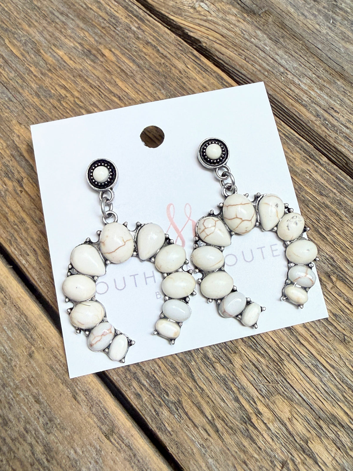 Ivory Squash Blossom Western Earrings | Silver