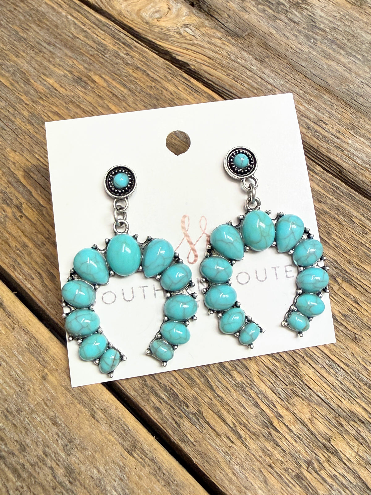 Turquoise Squash Blossom Western Earrings | Silver