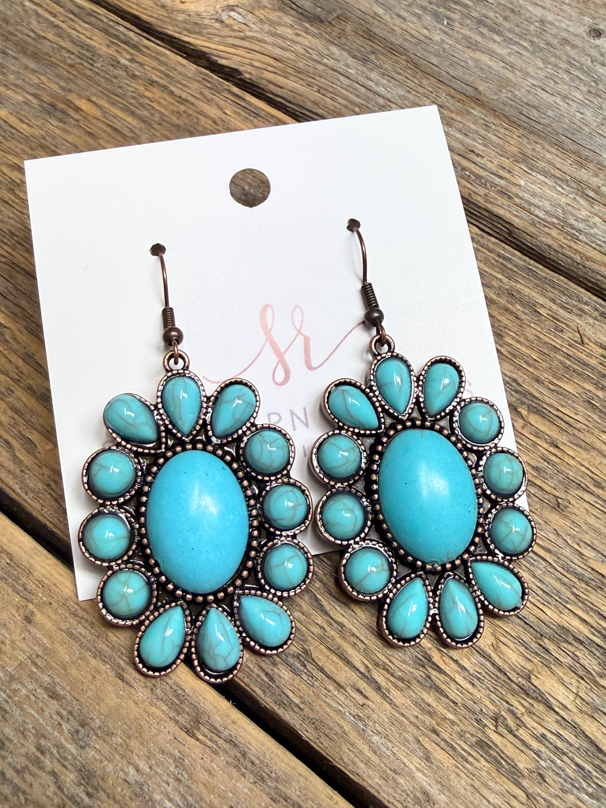 Turquoise Concho Earrings | Copper