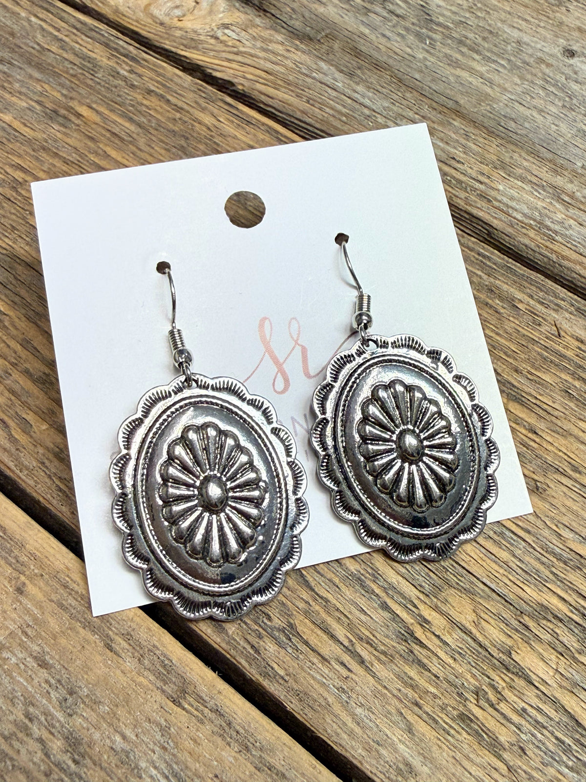 Western Concho Earrings | Silver