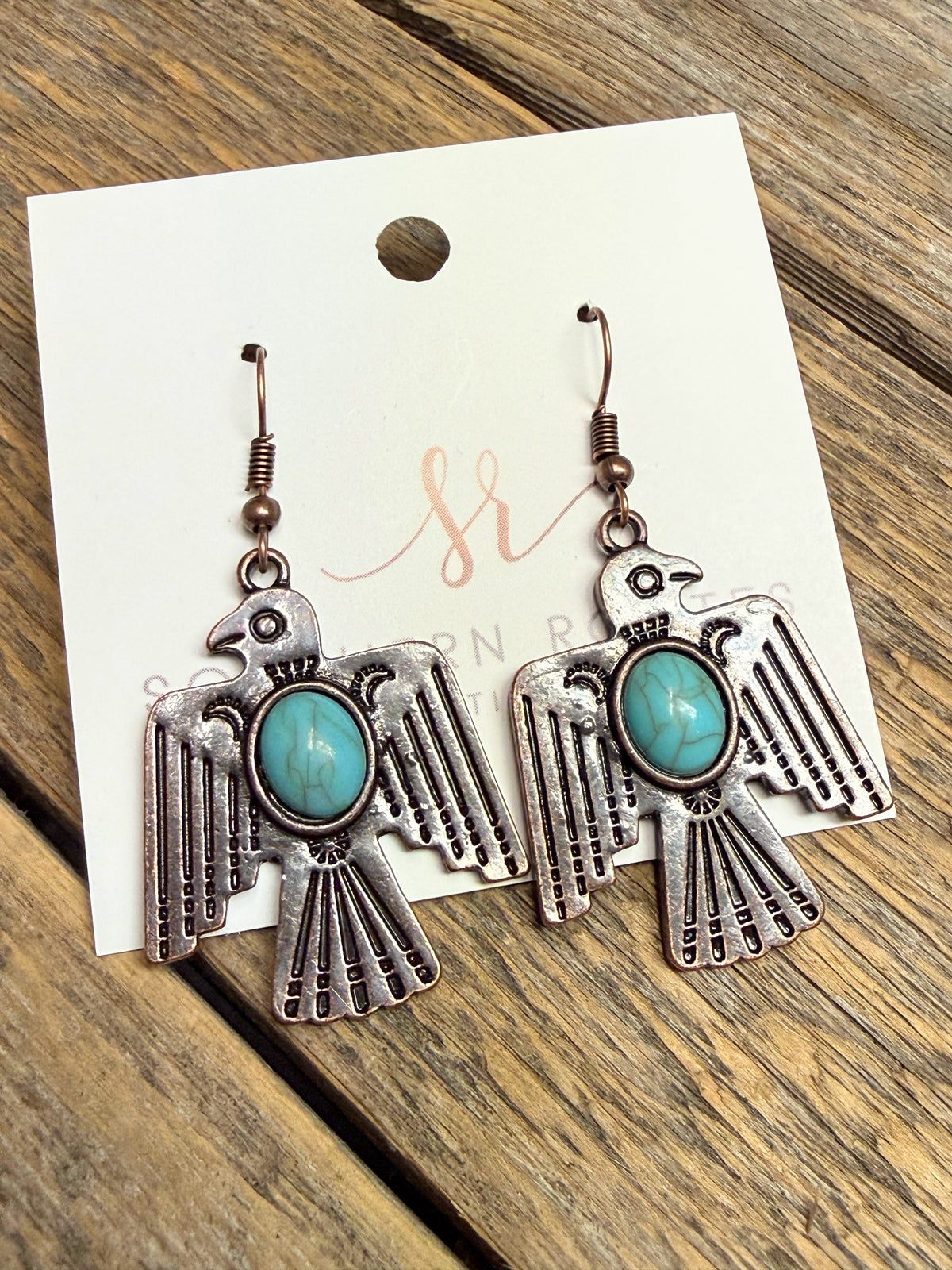 Thunderbird Turquoise Earrings | Copper
