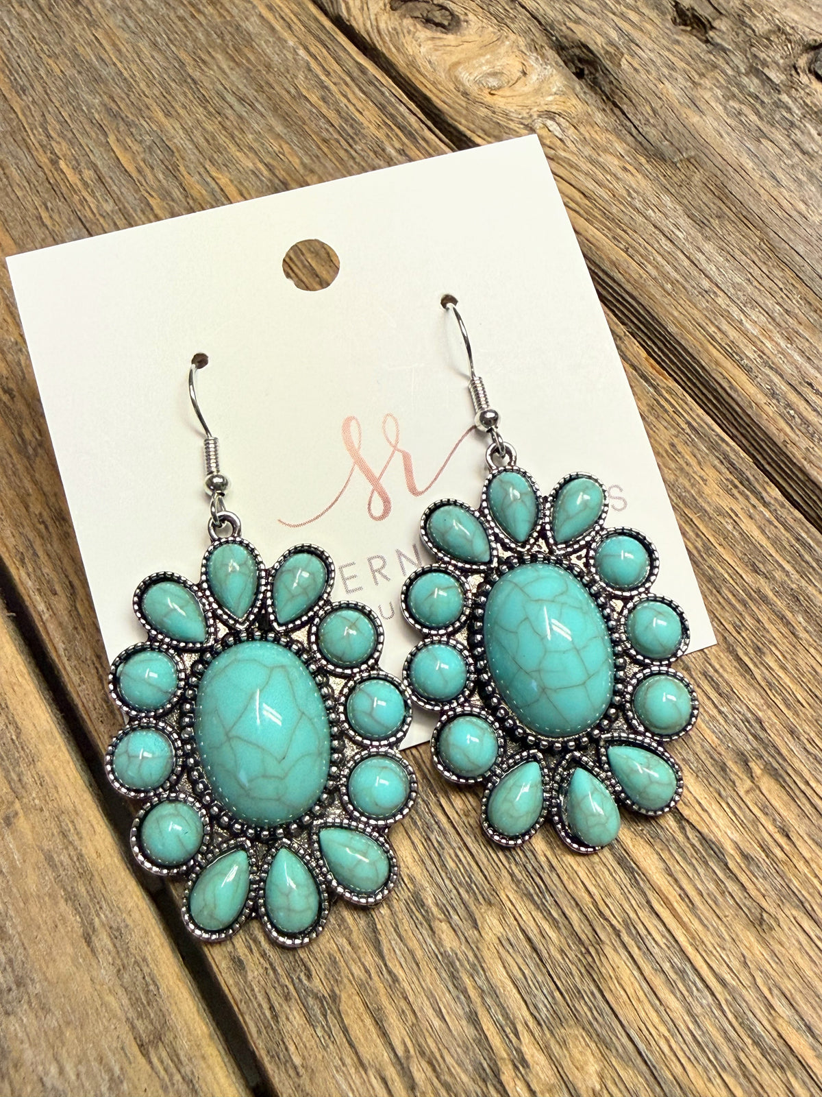 Turquoise Concho Earrings | Silver