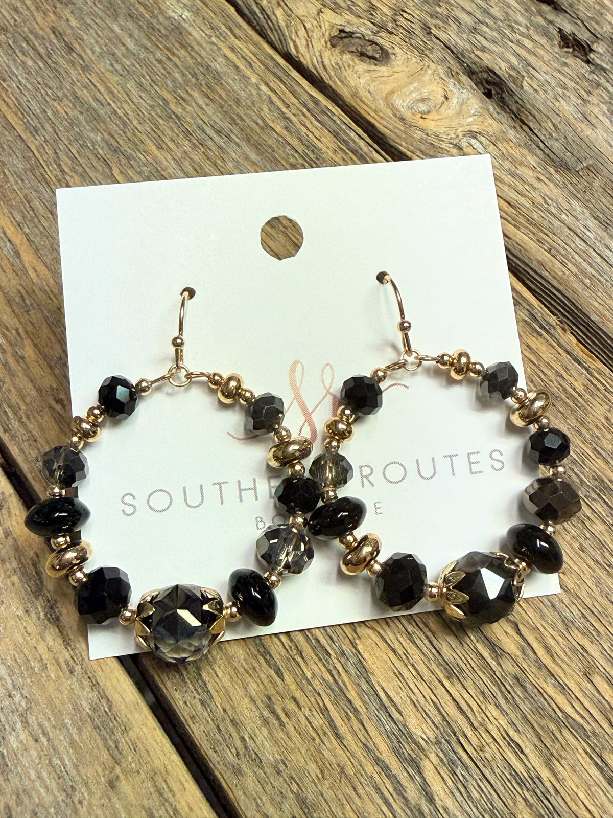 Beaded Circular Earrings | Black