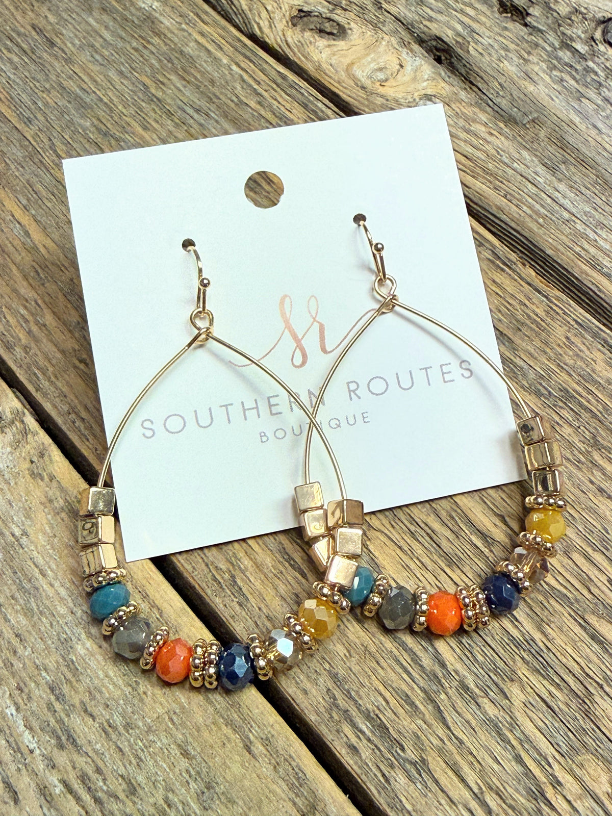 Beaded Teardrop Earrings | Multi/Gold