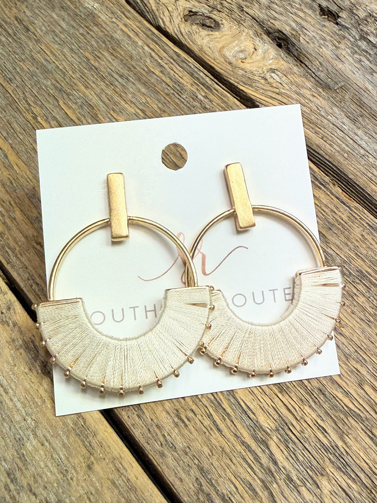 Modern Thread Wrap Earrings | Natural