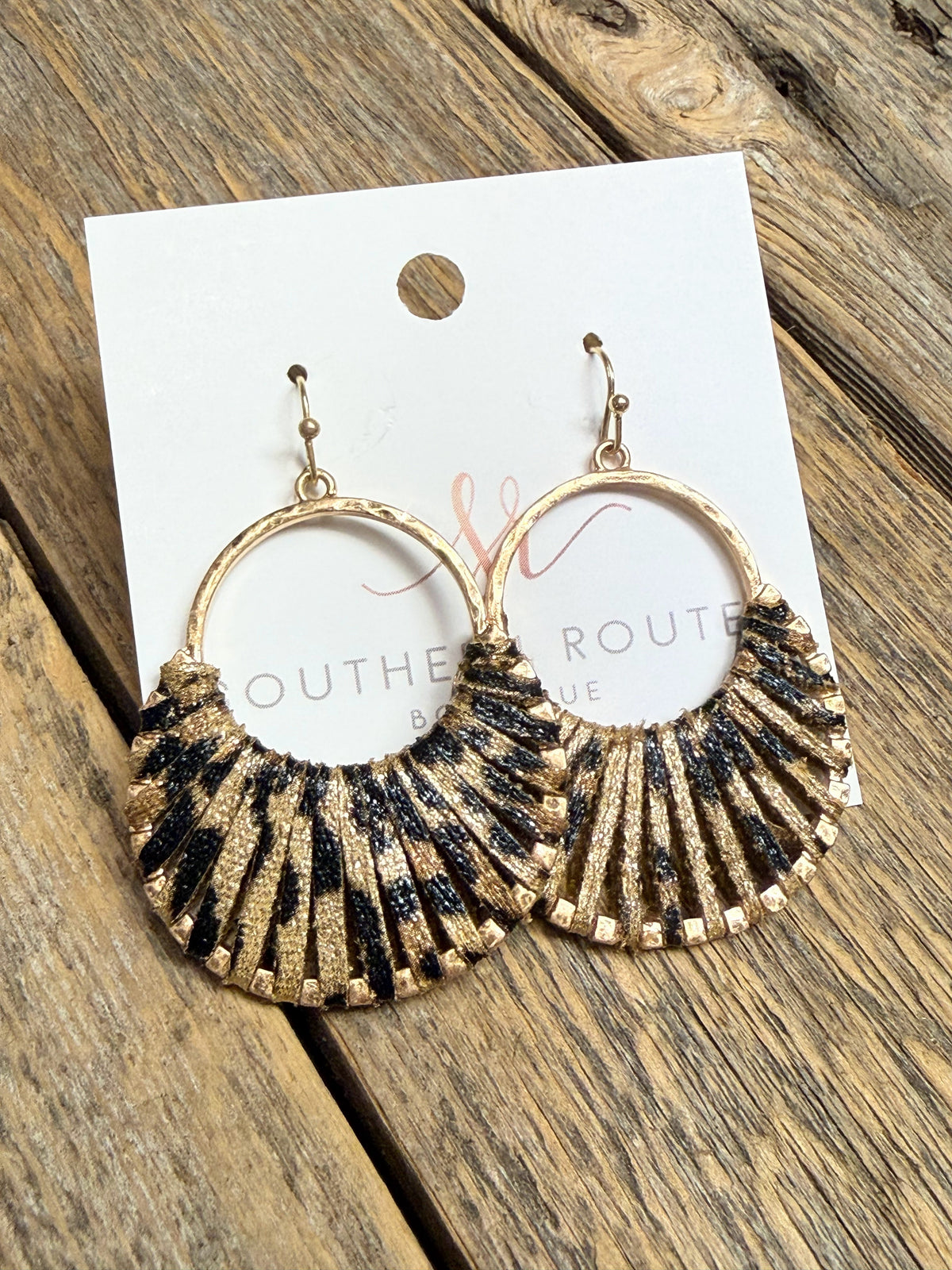 Shimmer Leopard Suede Earrings | Gold