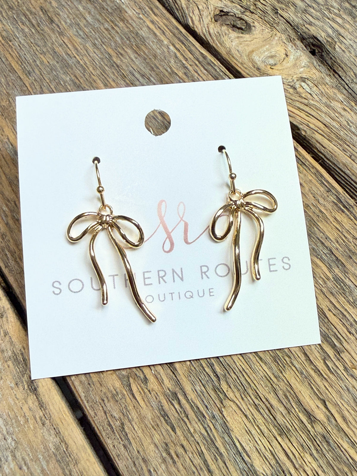 Ribbon Bow Dangle Earrings | Gold