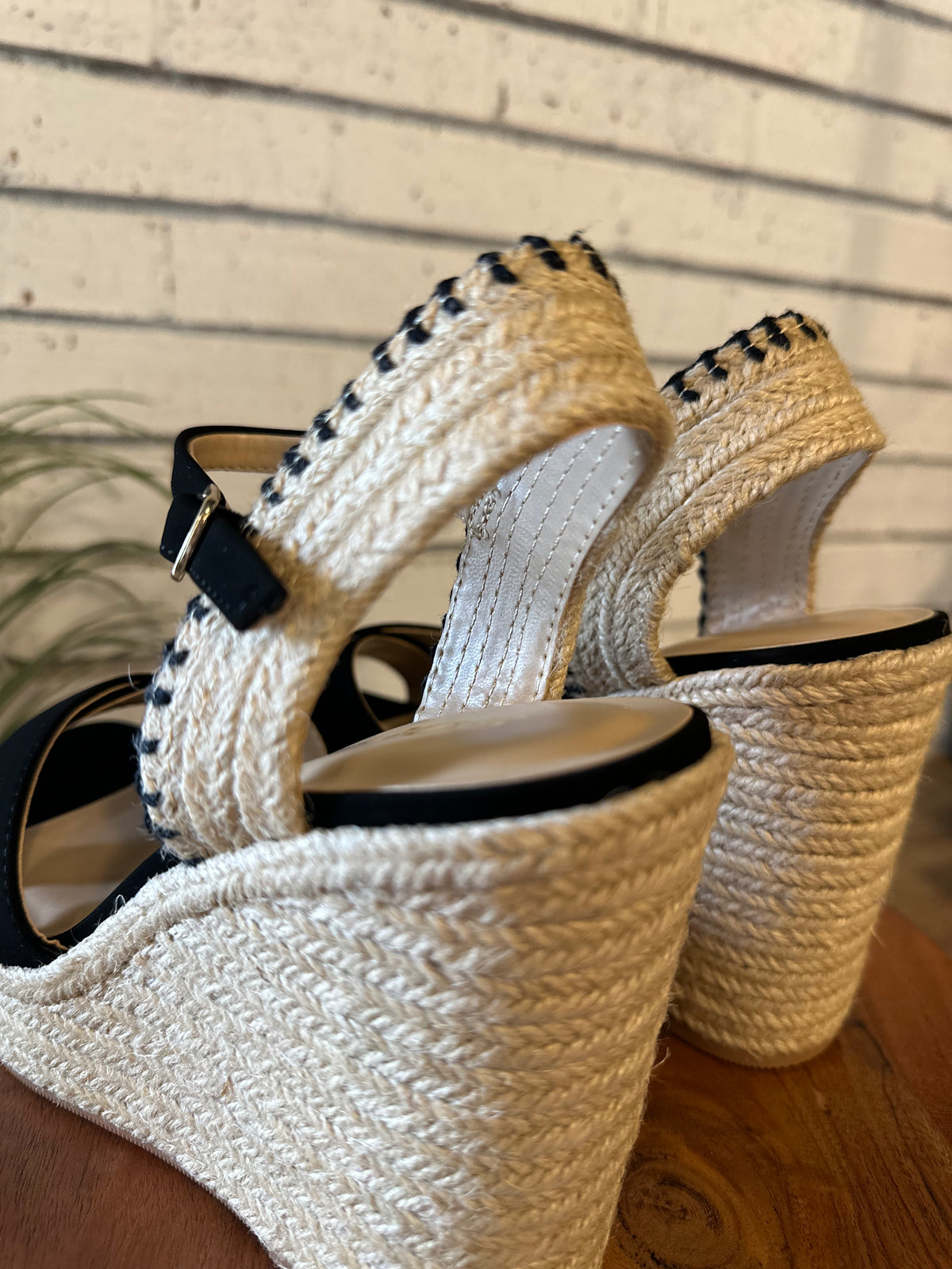 The Lorita Cross Strap Espadrille Wedge | Black