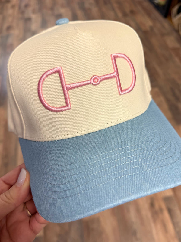 Horse Bit Trucker Cap | Light Denim