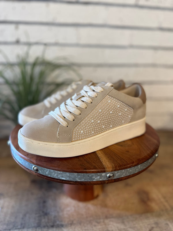 The Berne Pearl Studded Sneaker | Light Grey