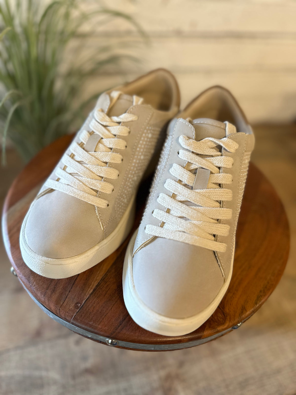 The Berne Pearl Studded Sneaker | Light Grey