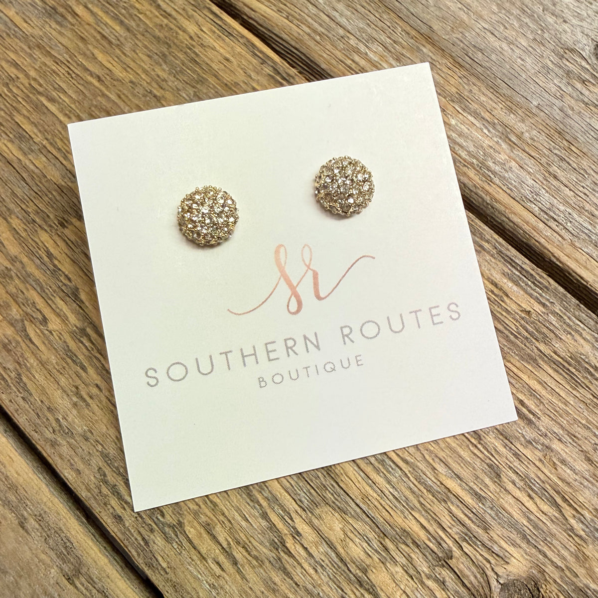 Round Dome CZ Stud Earrings | Gold