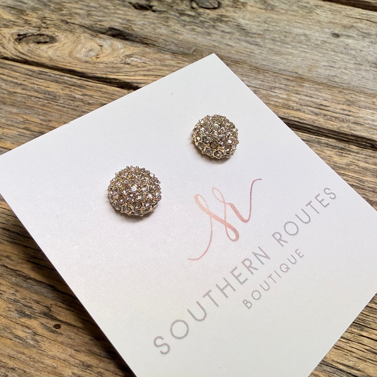 Round Dome CZ Stud Earrings | Gold