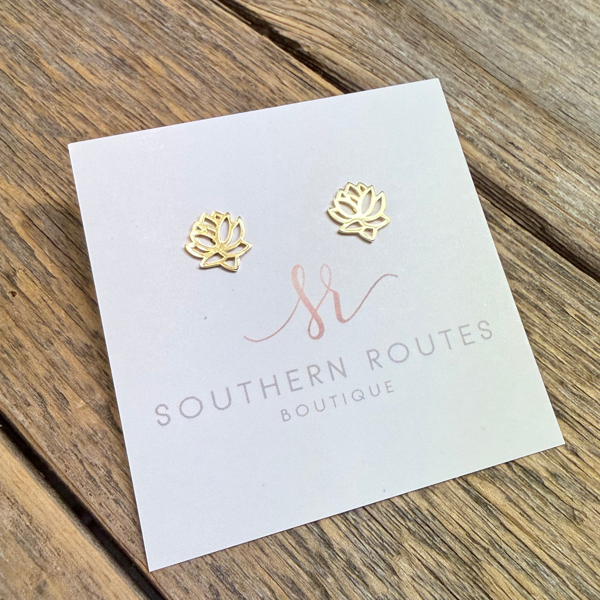 Flower Blossom Gold Dipped Stud Earrings | Gold