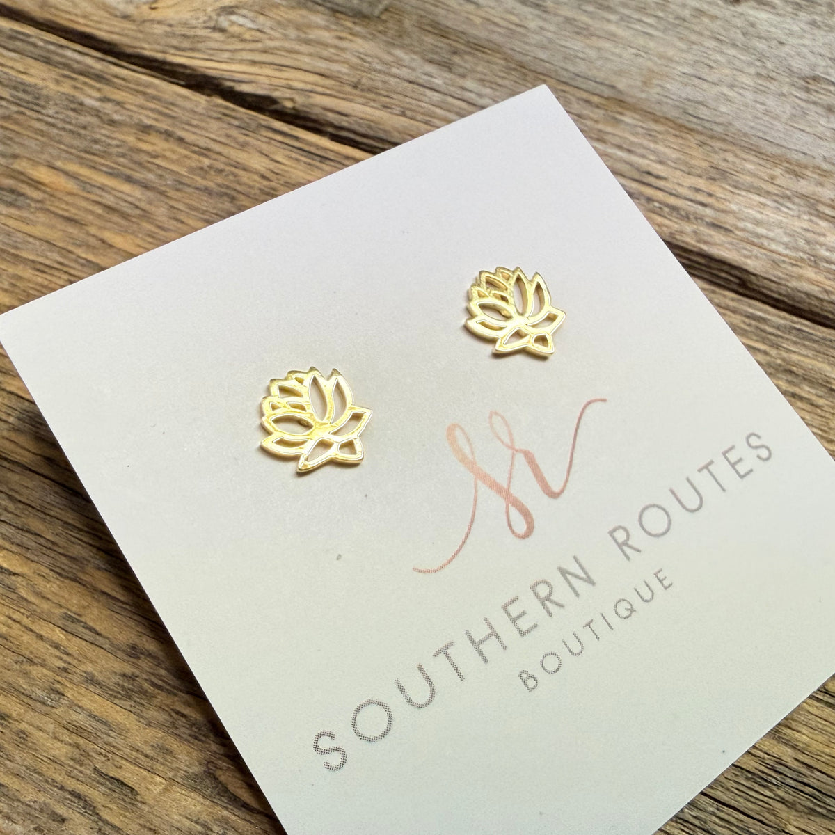 Flower Blossom Gold Dipped Stud Earrings | Gold