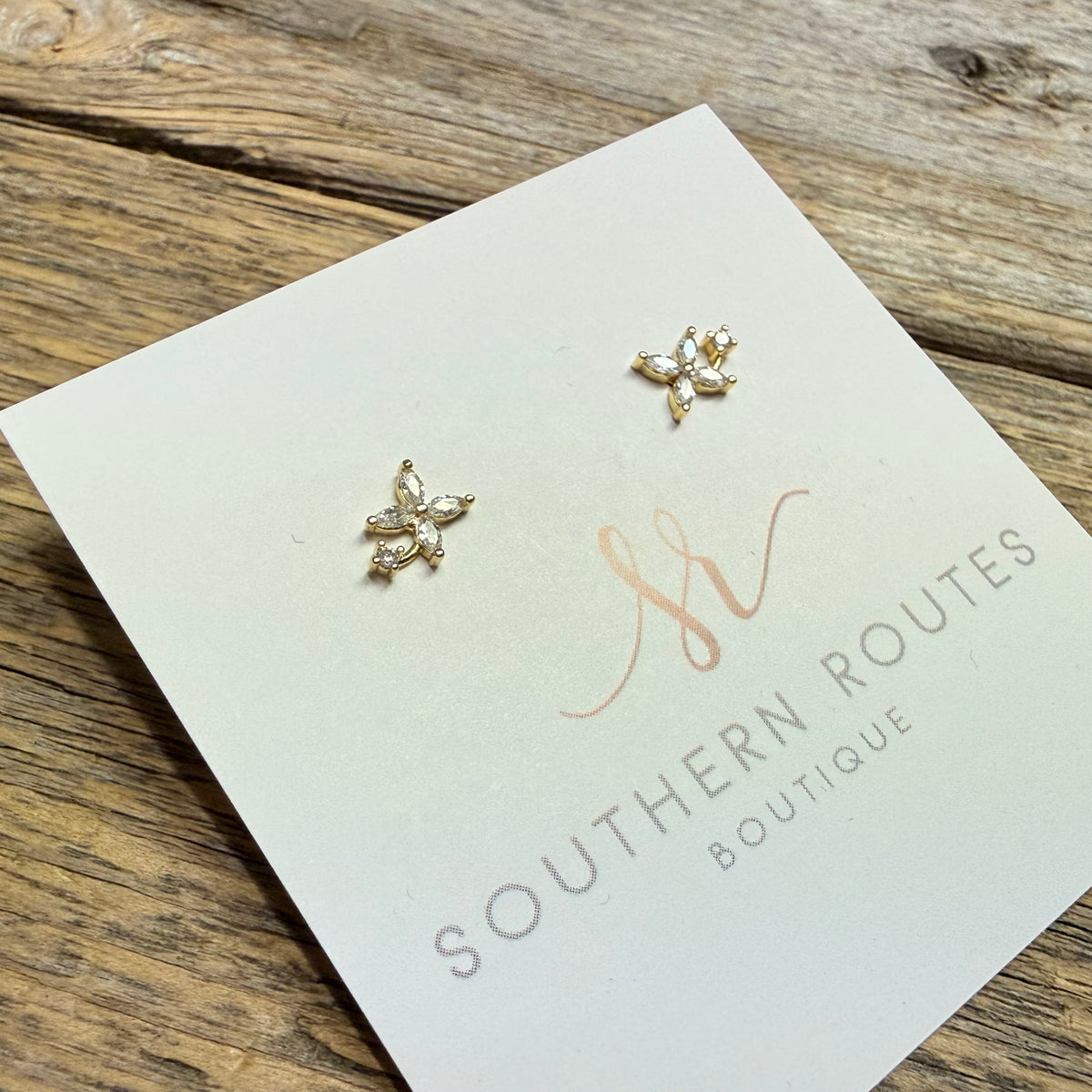 Shooting Star Gold Dipped CZ Stud Earrings | Gold