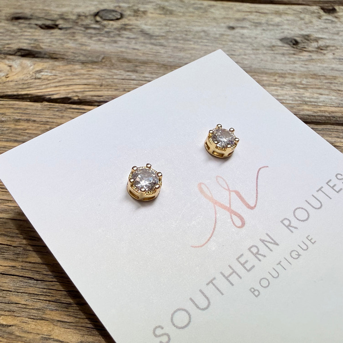 Circle Gold Dipped CZ Stud Earrings | Gold