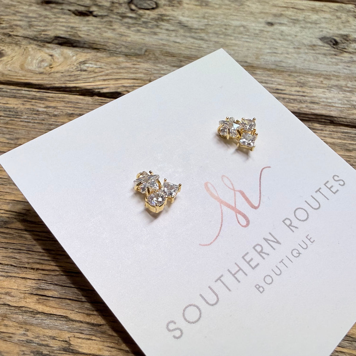 Cluster Gold Dipped CZ Stud Earrings | Gold