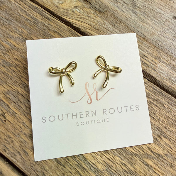 Coquette Bow 14k Gold Dipped Stud Earrings | Gold